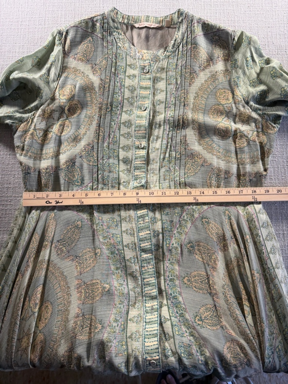 SOFT SURROUNDINGS Green Jardin Majorelle Boho Long Sleeve Handkerchief Dress XL - Picture 10 of 14